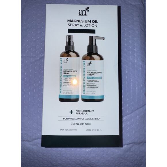ArtNaturals Magnesium Oil Spray 12 oz + Body Lotion 8oz Set Extra Strength Ultra - Picture 1 of 6